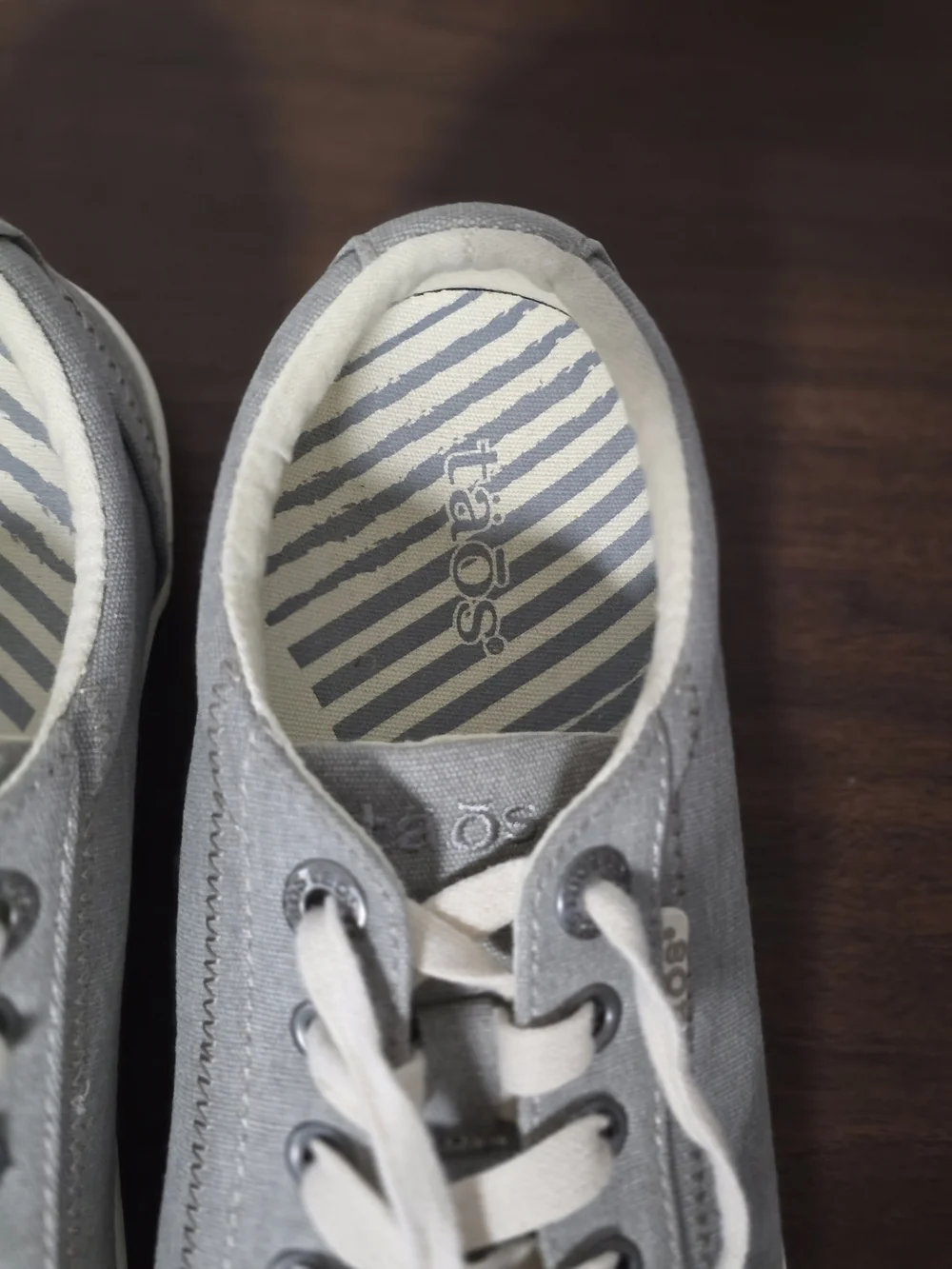 Taos Footwear Gray Canvas Lace-Up Sneakers